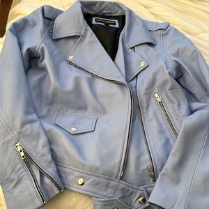Blue genuine leather jacket size large
